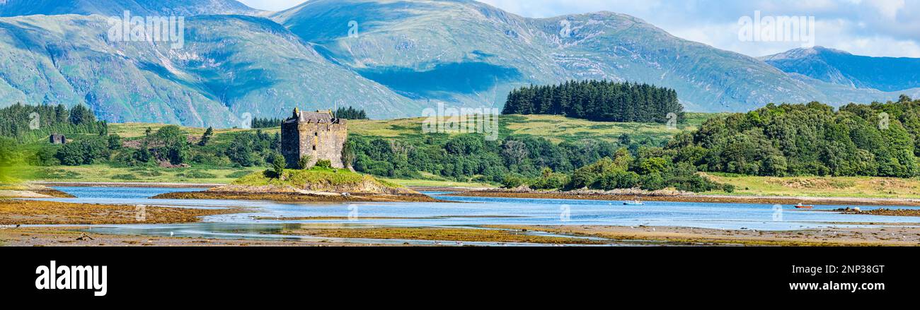 Castle Stalker, Loch Laich, Argyll, Schottland, Vereinigtes Königreich Stockfoto