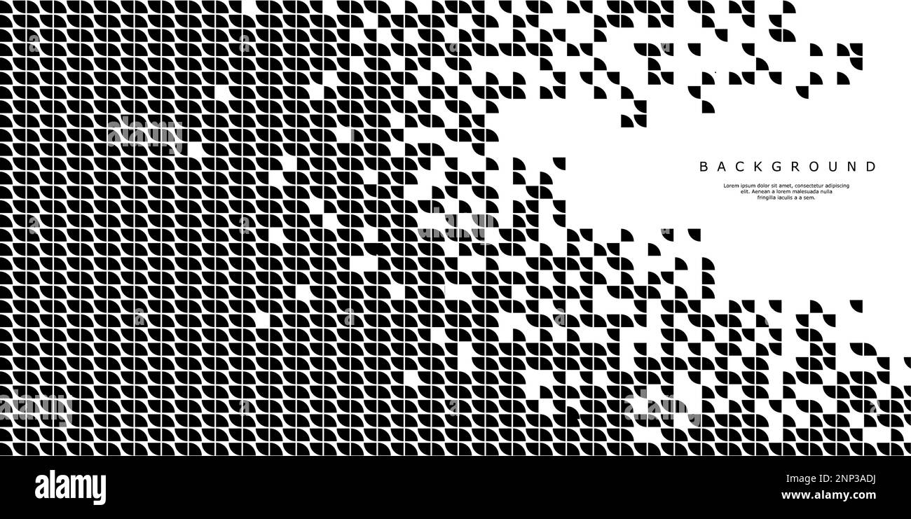 Hintergrund der modernen Kurvenpixel-Abstrakttechnologie. Digitaler Punktflussvektor. Stock Vektor