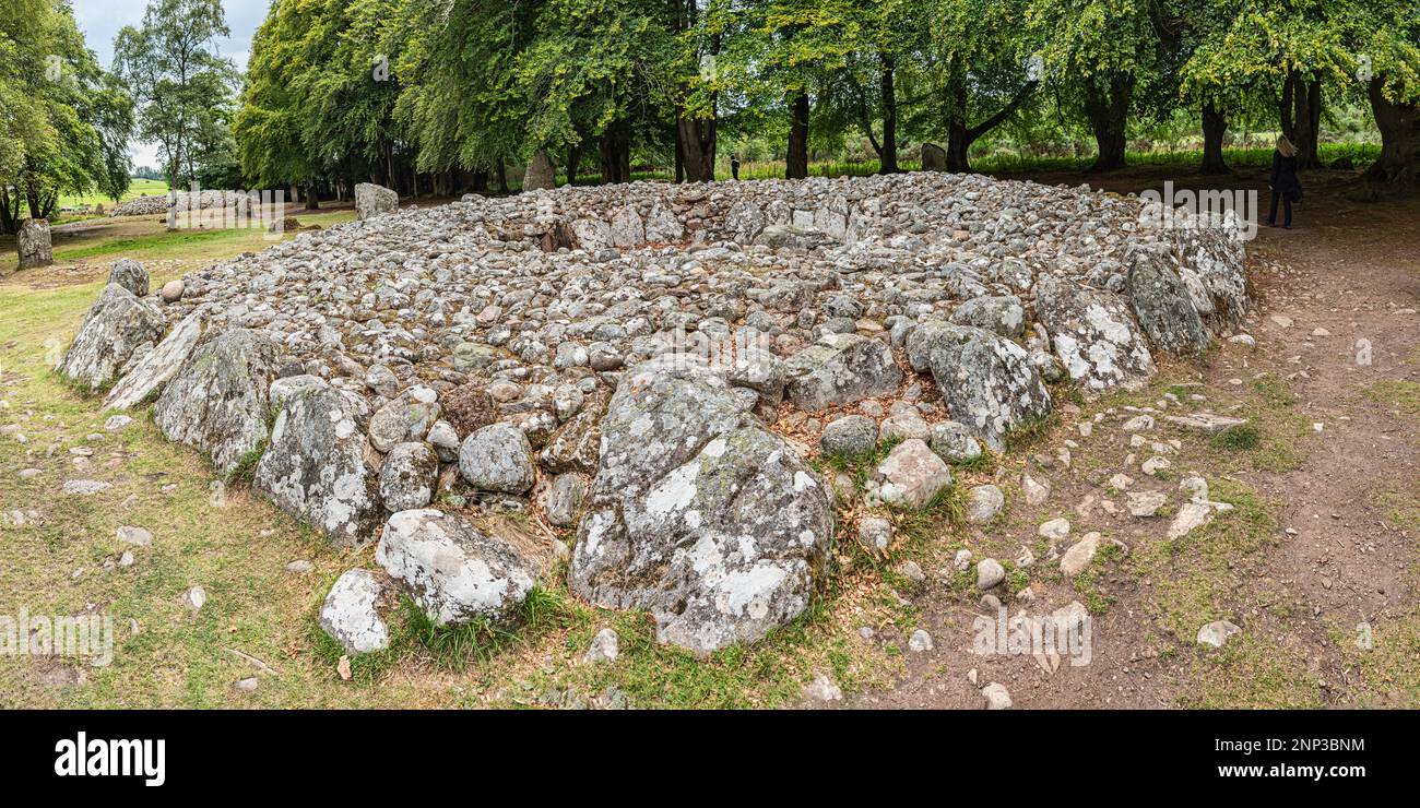 Stones and Forest, Clava Cairns, Schottland, Vereinigtes Königreich Stockfoto