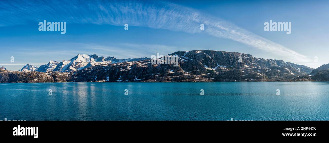 Gletscher und Meereslandschaft, Skojldungen Fjord, Prinz Frederick VI Land, Grönland Stockfoto