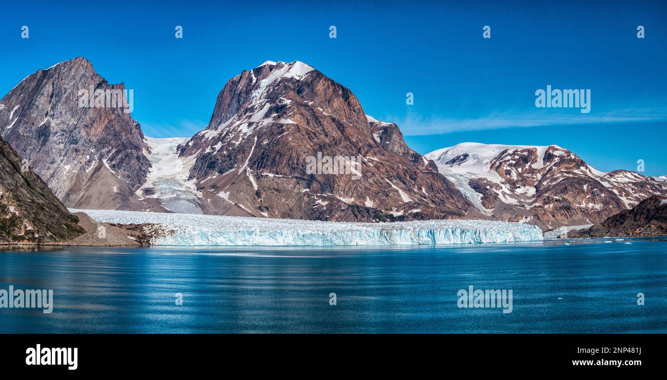Thrym Gletscher und Moraine, Skojldungen Fjord, Prinz Frederick VI Land, Grönland Stockfoto