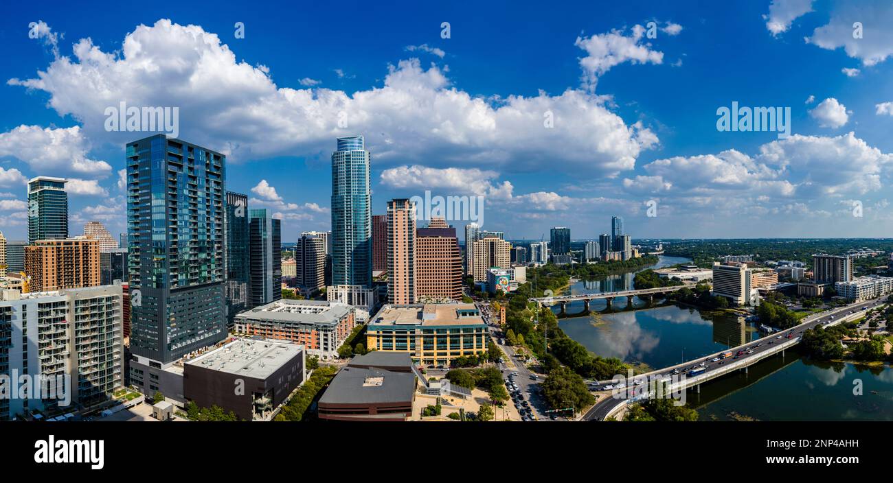 Stadt und Fluss, Austin, Texas Stockfoto