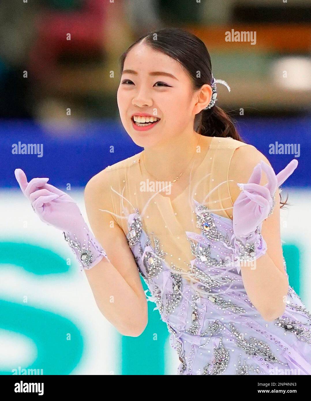 Japanese figure skaters Rika Kihira performs during ladies' Free