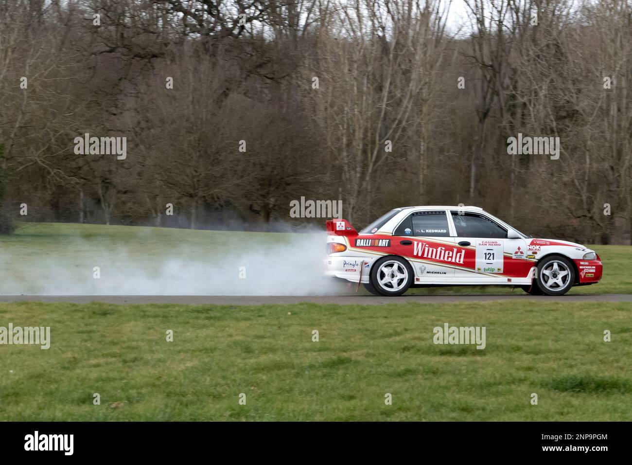 Mitusbishi Evo Rally Car auf Race Retro 2023 Exhibition und Rally Stages im Stoneleigh Park Warwickshire UK Stockfoto