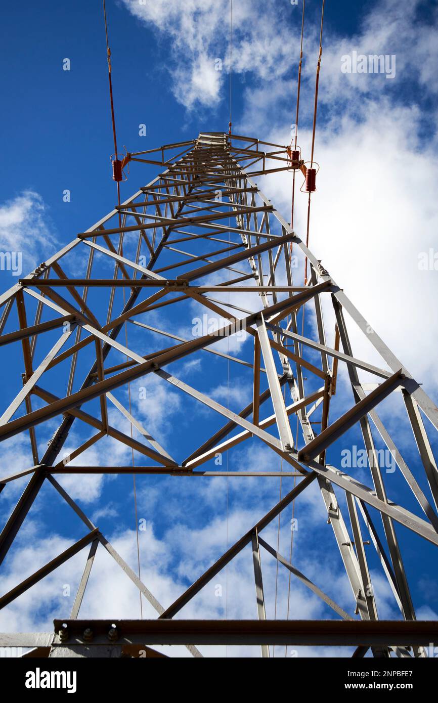 Stromübertragungsturm Pylon Lanzarote, Kanarische Inseln, Spanien Stockfoto