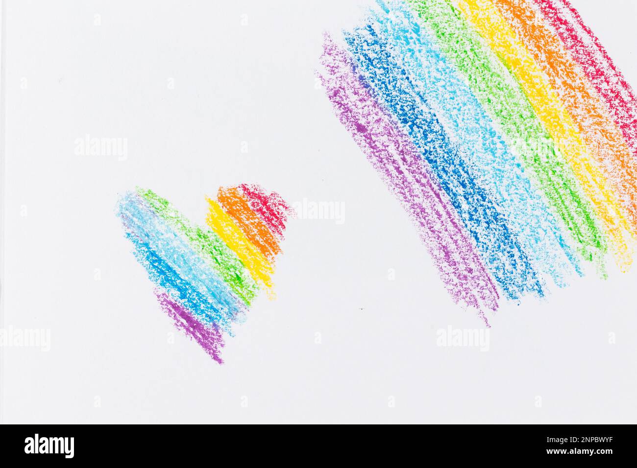 Rainbow Heart Malstift zeichnet Texturfoto für den Hintergrund Stockfoto