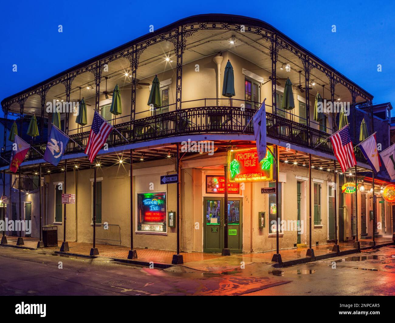Bourbon Street, The Morning After Party Night um 5:30 Uhr, French Quarter, New Orleans, Louisiana USA, USA Stockfoto