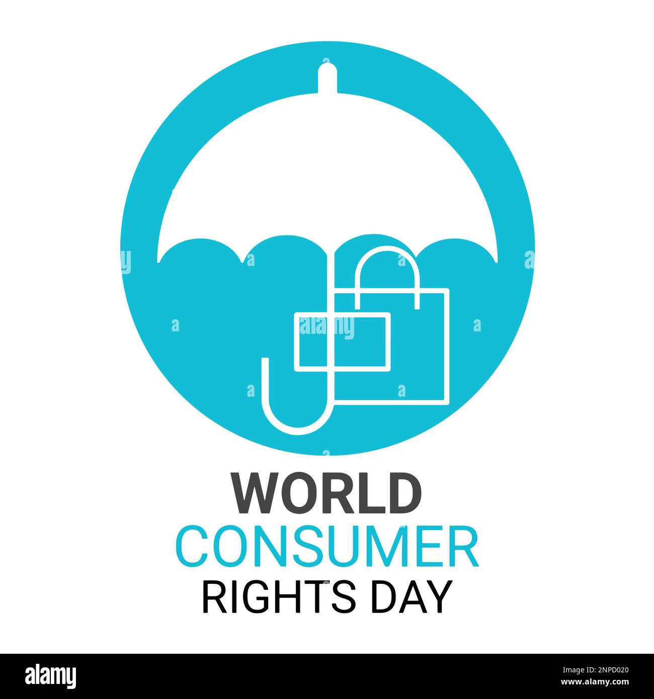 Vektordarstellung Welttag der Verbraucherrechte. Urlaubskonzept. Vorlage für Hintergrund, Banner, Karte, Poster mit Texteindruck Stock Vektor