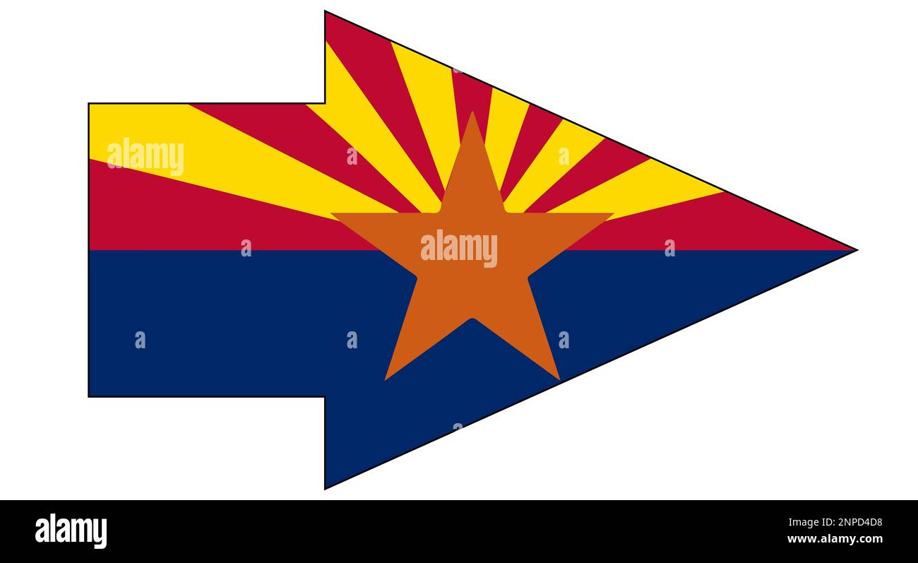 Die Flagge des Staates Arizona in einem Zeigerpfeil Stockfoto