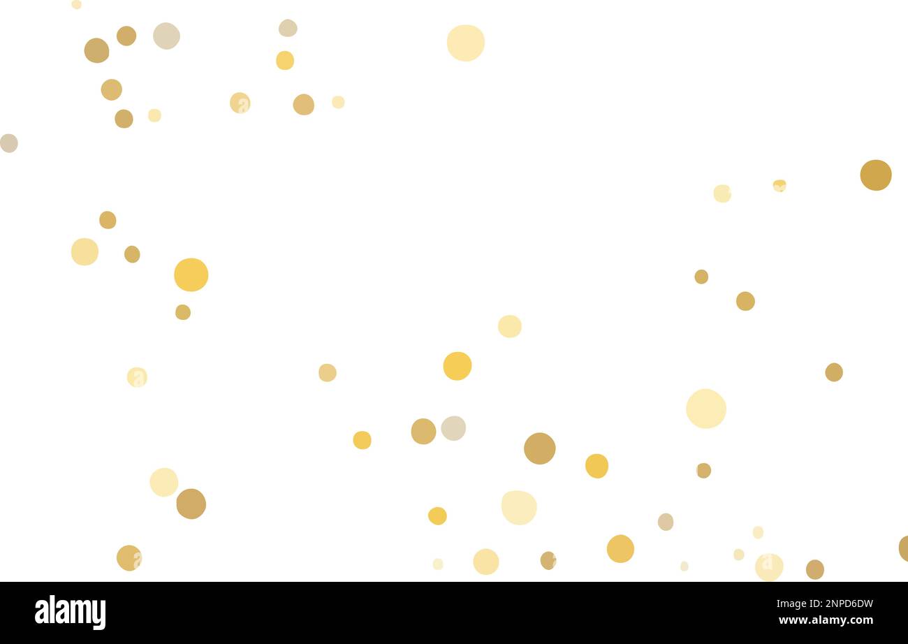 Goldene Konfetti auf weißem Hintergrund. Abbildung: Ein Tropfen glänzender Partikel. Dekoratives Element. Luxuriöser Hintergrund für Ihr Design, Karten, Einladungen Stock Vektor