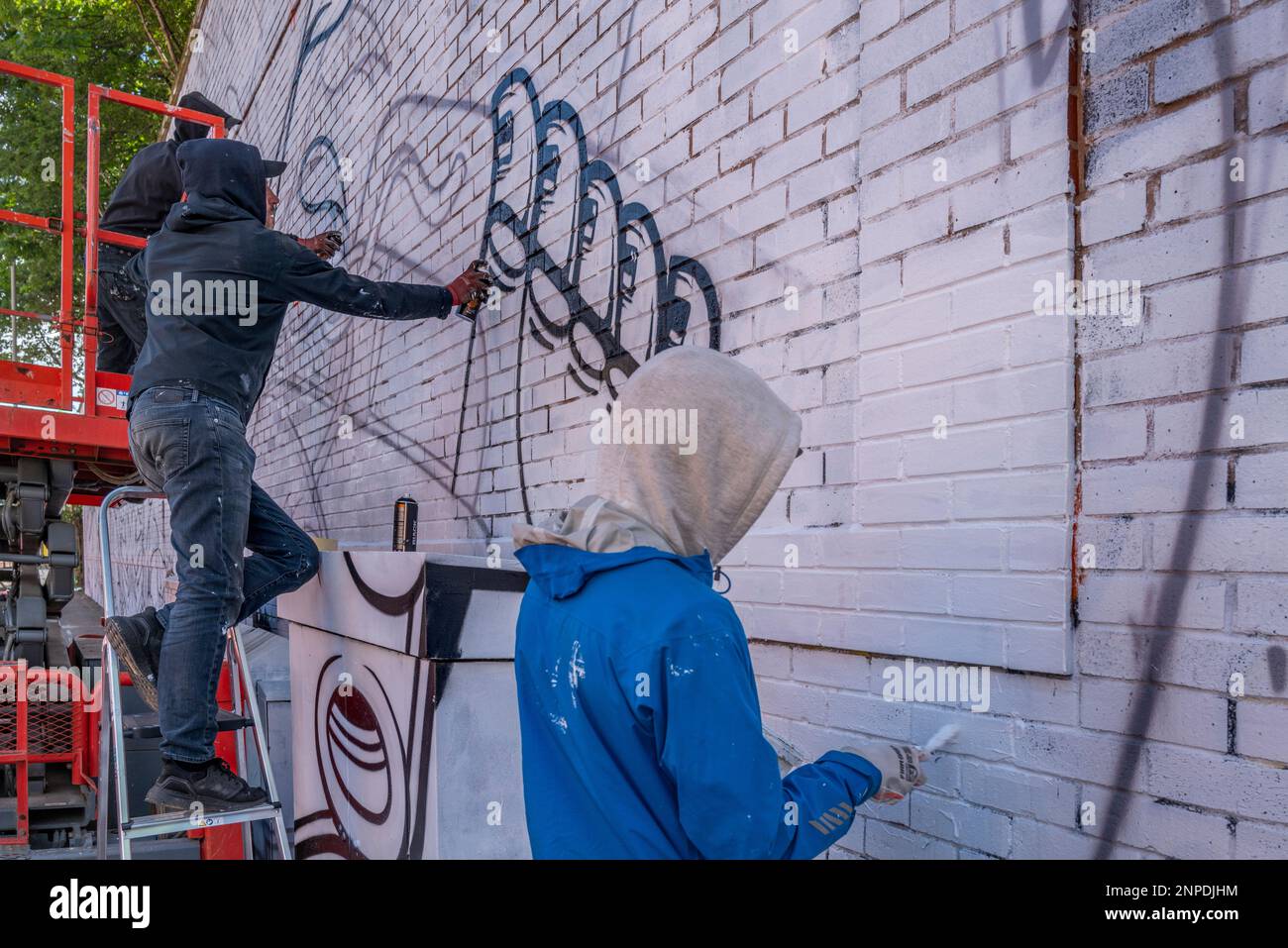 Graffiti-Künstler beim Leicester Graffiti Festival 2022. Stockfoto