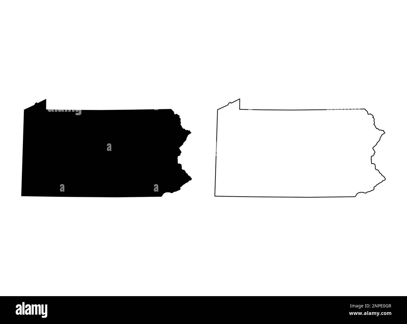 Kartensatz von Pennsylvania, vereinigte Staaten von amerika. Vektordarstellung des Symbols für flache Konzepte. Stock Vektor