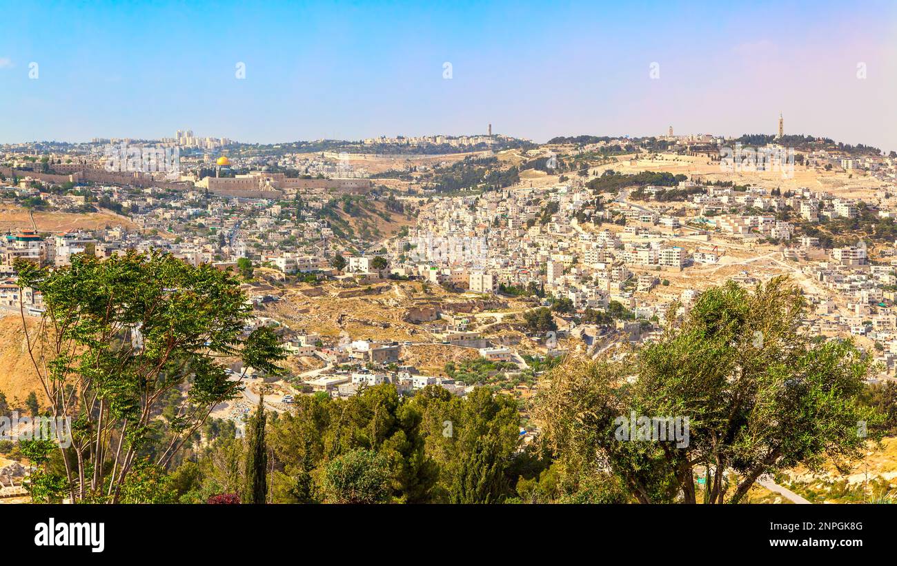 Panoramablick auf die Stadt Jerusalem, Israel Stockfoto