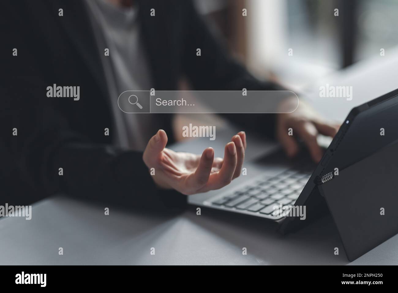 Suchbegriff Datennetzwerk und Internet, Stockfoto