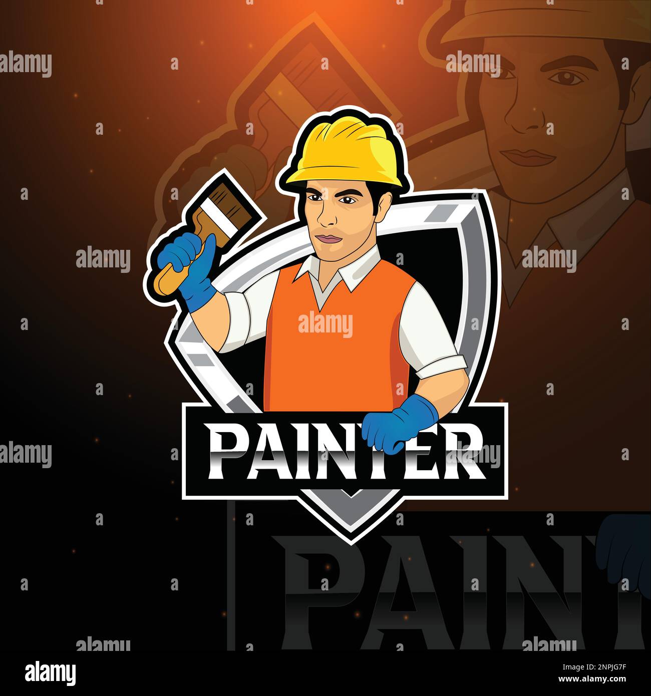 Logo-Design Von Painter Mascot Stock Vektor