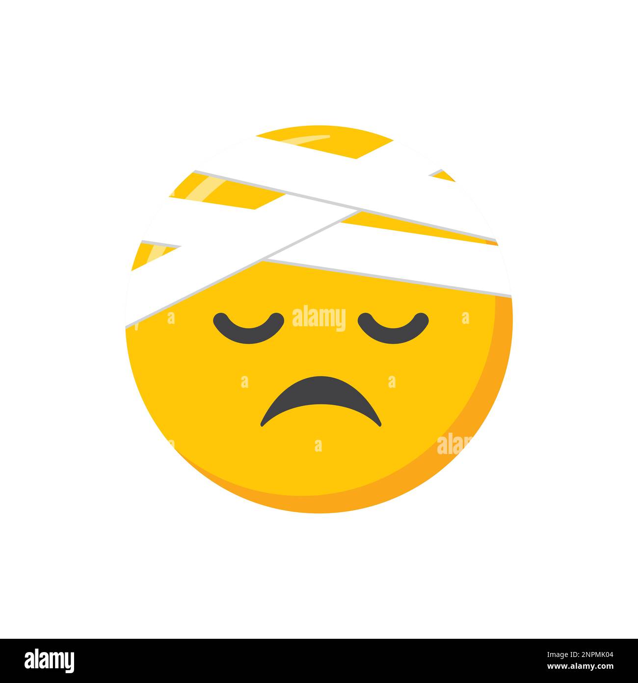 Emoji-Symbol. Verletztes Gesichts-Emoticon, Vektordarstellung. Stock Vektor