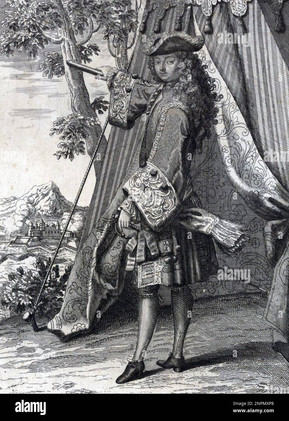 John, Prinz von Brasilien (zukünftiger König Johannes V. von Portugal), 1706. Das Porträt von John als Prinz von Brasilien von Chez Berey, c. 1706 Stockfoto