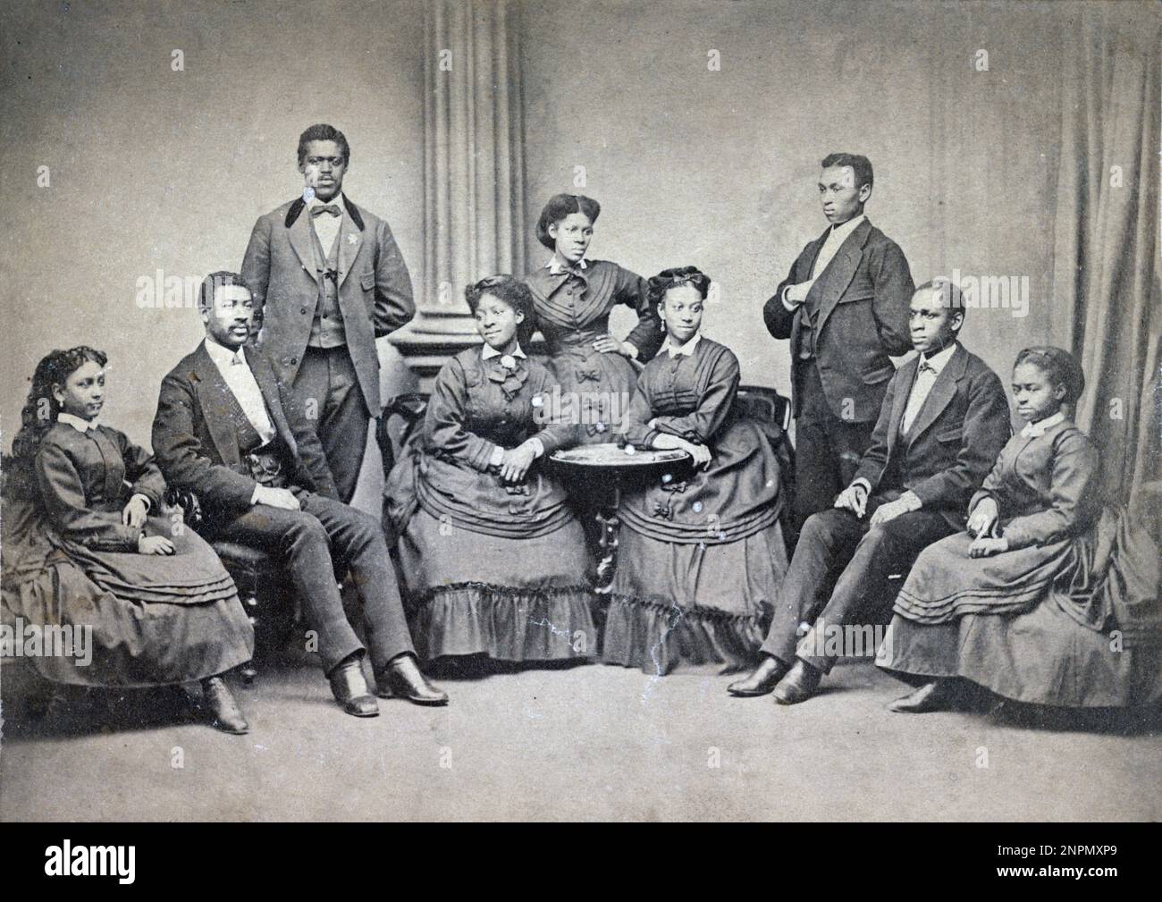 Die Fisk Jubilee Sänger, Fisk Jubilee Sänger, um 1870er, Afroamerikaner A cappella Ensemble Stockfoto