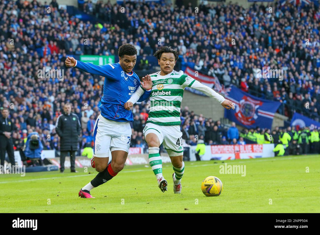 Glasgow, Großbritannien. 26. Februar 2023. UK. Im Finale des Viaplay Cup spielten die Rangers vs Celtic im Hampden Park in Glasgow. Kredit: Findlay/Alamy Live News Stockfoto