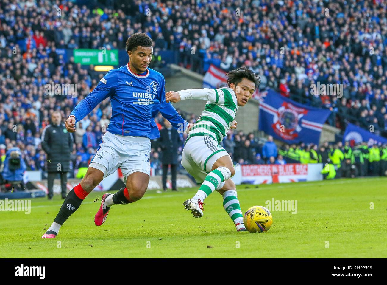 Glasgow, Großbritannien. 26. Februar 2023. UK. Im Finale des Viaplay Cup spielten die Rangers vs Celtic im Hampden Park in Glasgow. Kredit: Findlay/Alamy Live News Stockfoto