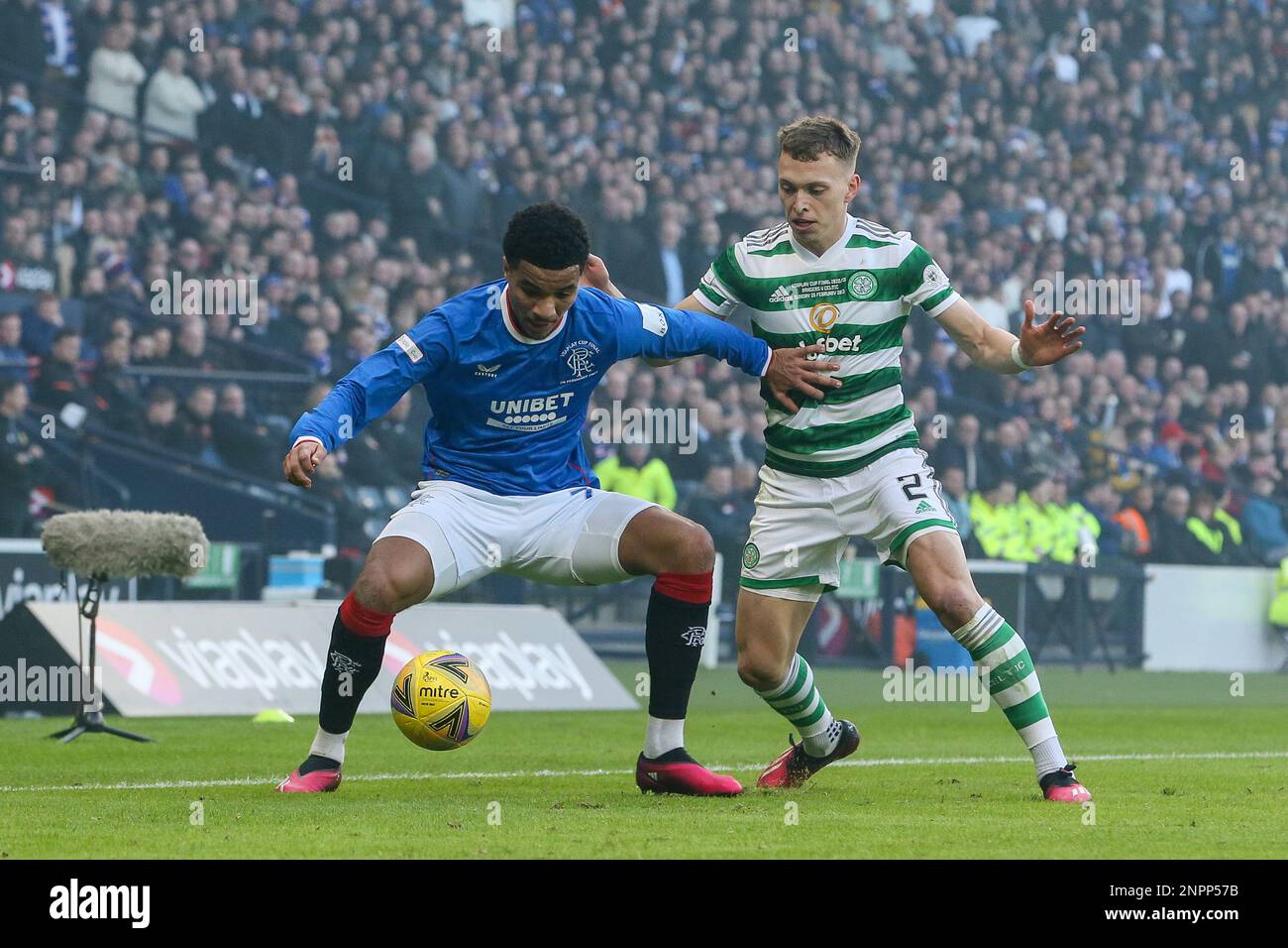 Glasgow, Großbritannien. 26. Februar 2023. UK. Im Finale des Viaplay Cup spielten die Rangers vs Celtic im Hampden Park in Glasgow. Kredit: Findlay/Alamy Live News Stockfoto