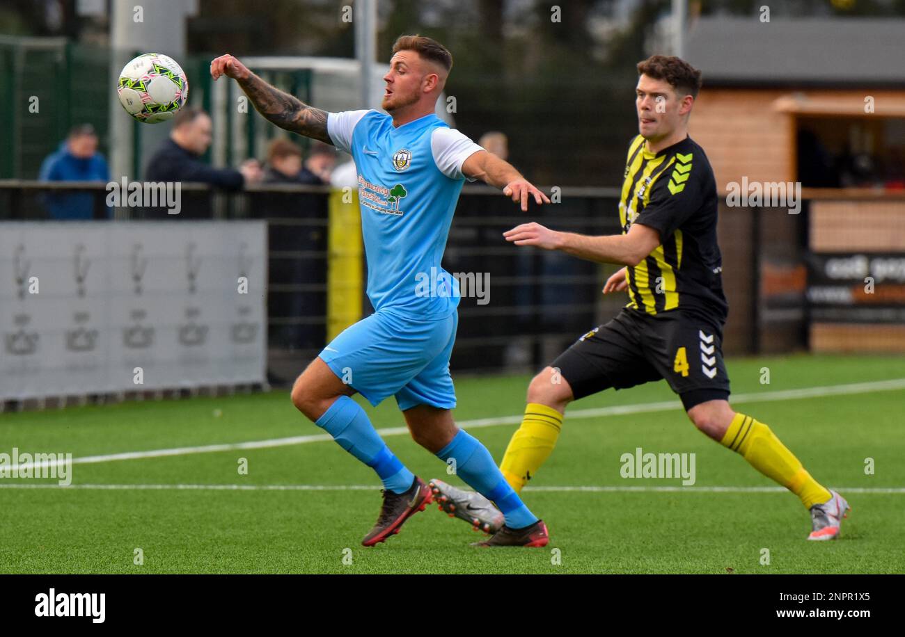 H&W Welders FC gegen Knockbreda FC, Samstag, 25. Februar 2023, Blanchflower Stadium, Belfast, Lough 41 Championship. Stockfoto