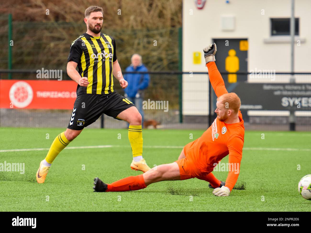 H&W Welders FC gegen Knockbreda FC, Samstag, 25. Februar 2023, Blanchflower Stadium, Belfast, Lough 41 Championship. Stockfoto