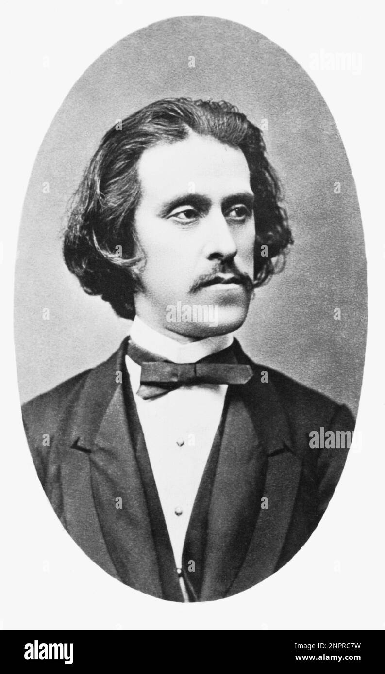 der österreichische Komponist JOSEF STRAUSS ( 1827 - 1870 ) , berühmt für DEN WALZER , Sein Walzer DYNAMIDEN wurde wiederverwendet von Richard Strauss in DER ROSENKAVALIER - MUSICA CLASSICA - COMPOSITORE - Portrait - ritratto - colletto - Halsband - Krawatte - Cravatta - papillon - Baffi - Schnurrbart - WALZER --- Archivio GBB Stockfoto
