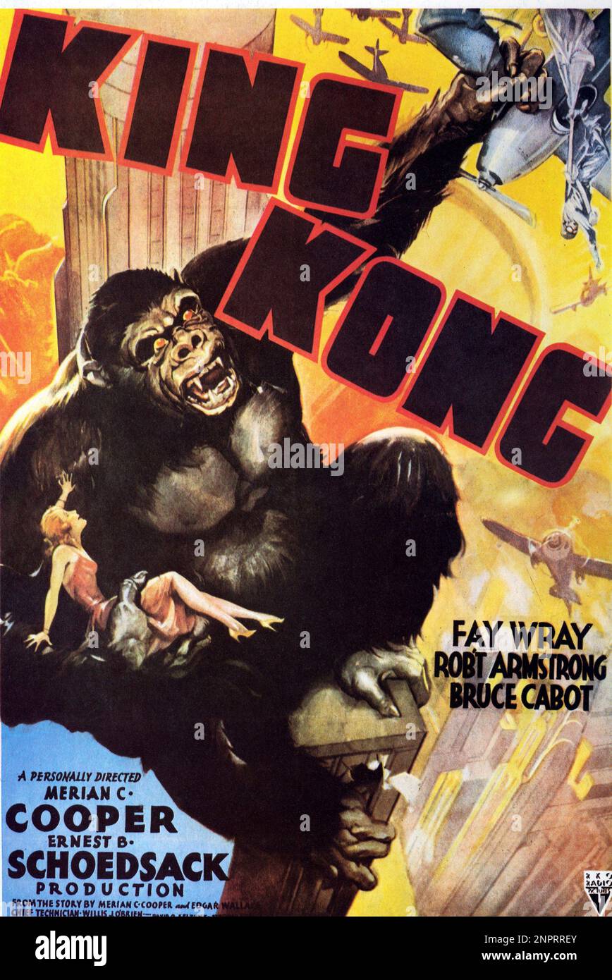 1933 : Fay Wray und Bruce Cabot in KING KONG von Merian C. Cooper & Ernest B. Schoedsack , aus dem Roman von Edgar Wallace - KINO - FILM - FILM - Riesengorilla - scimmia - Affe - triller - MANIFESTO CINEMATOGRAFICO - POSTER - Werbung - RKO -- - Archivio GBB Stockfoto