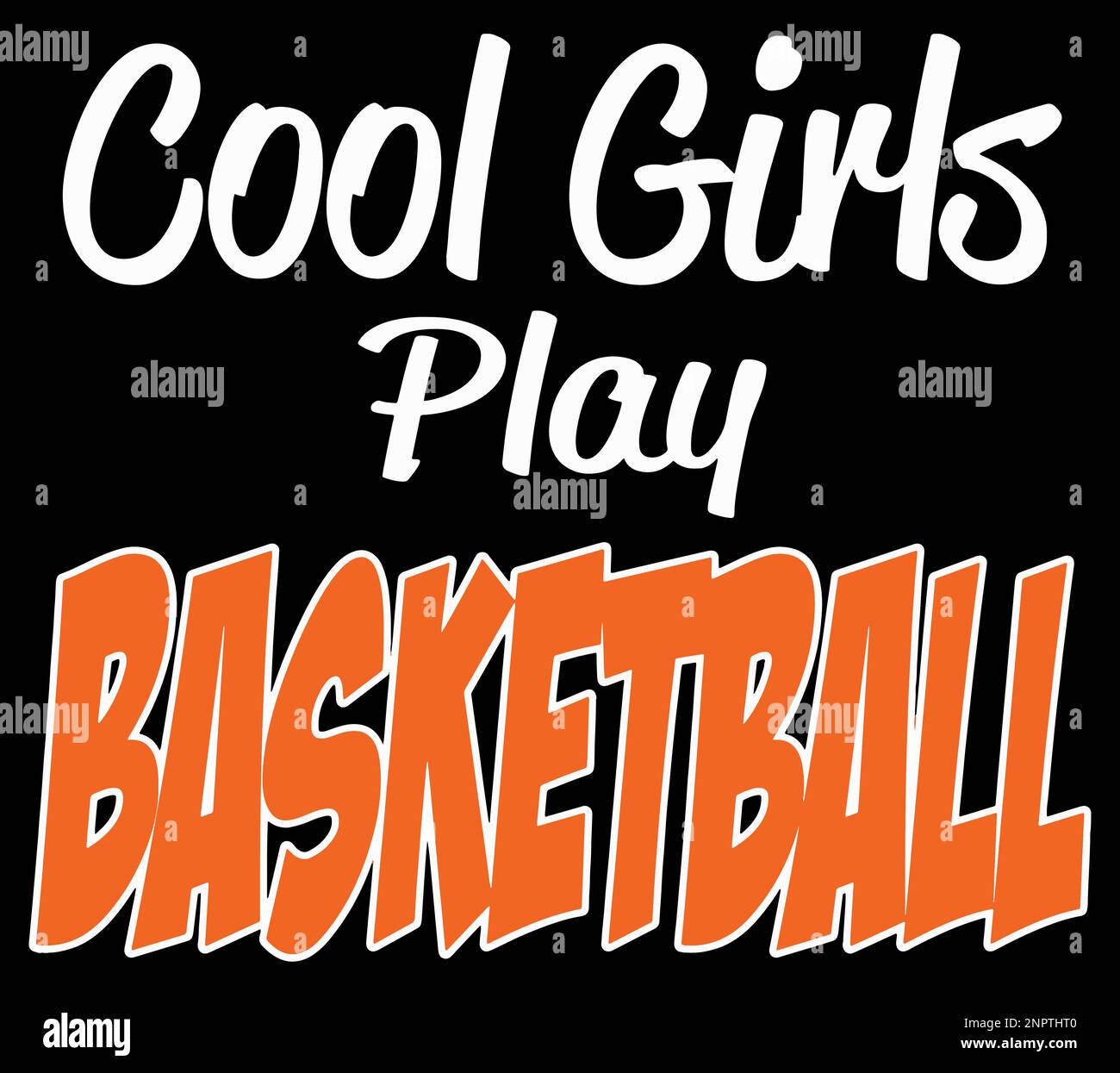 Coole Mädchen Spielen Basketball. Basketball-T-Shirt-Design für Mädchen. Stock Vektor