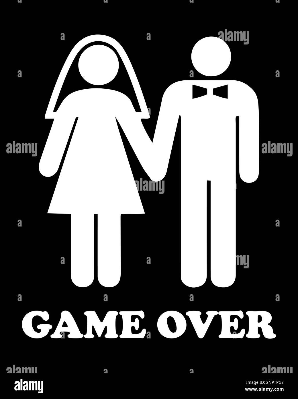 Das Spiel Ist Aus. Illustration Eines Verheirateten Paares. Comic-Symbol Für Eine Lustige Hochzeit. Stock Vektor