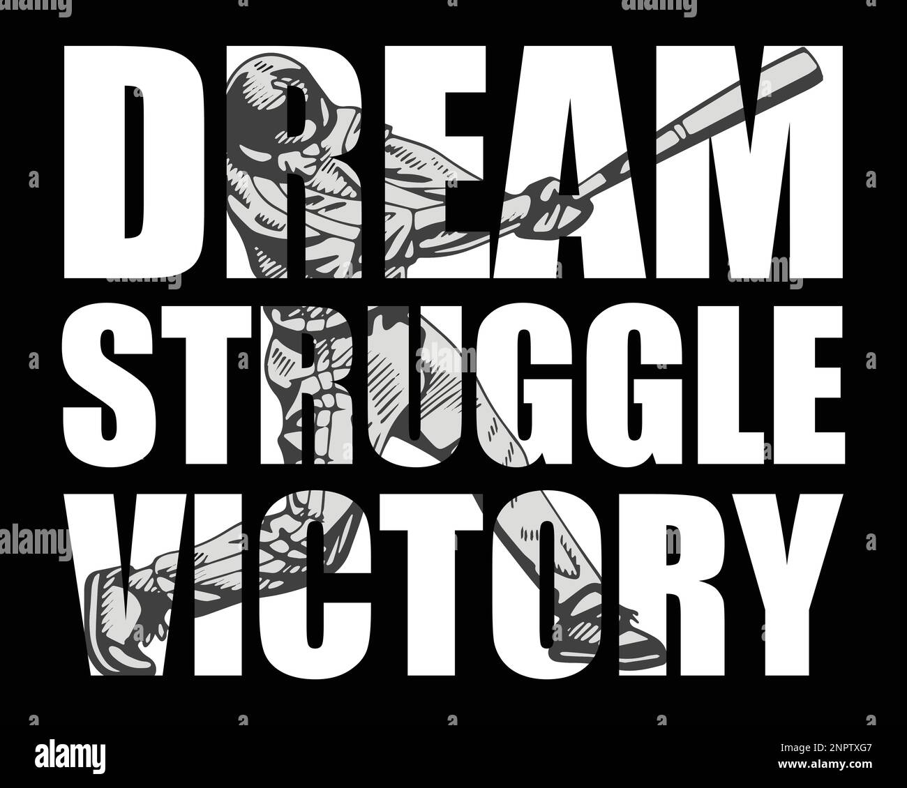 Traumkampf Sieg. Baseballspieler, Baseball-Liebhaber-T-Shirt-Design. Stock Vektor