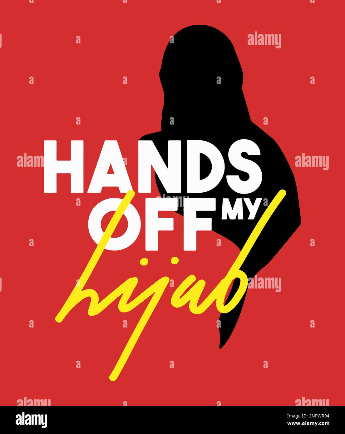 Hände weg von meinem Hidschab. Moslem-Protestposter, Social-Media-Postdesign. Stock Vektor
