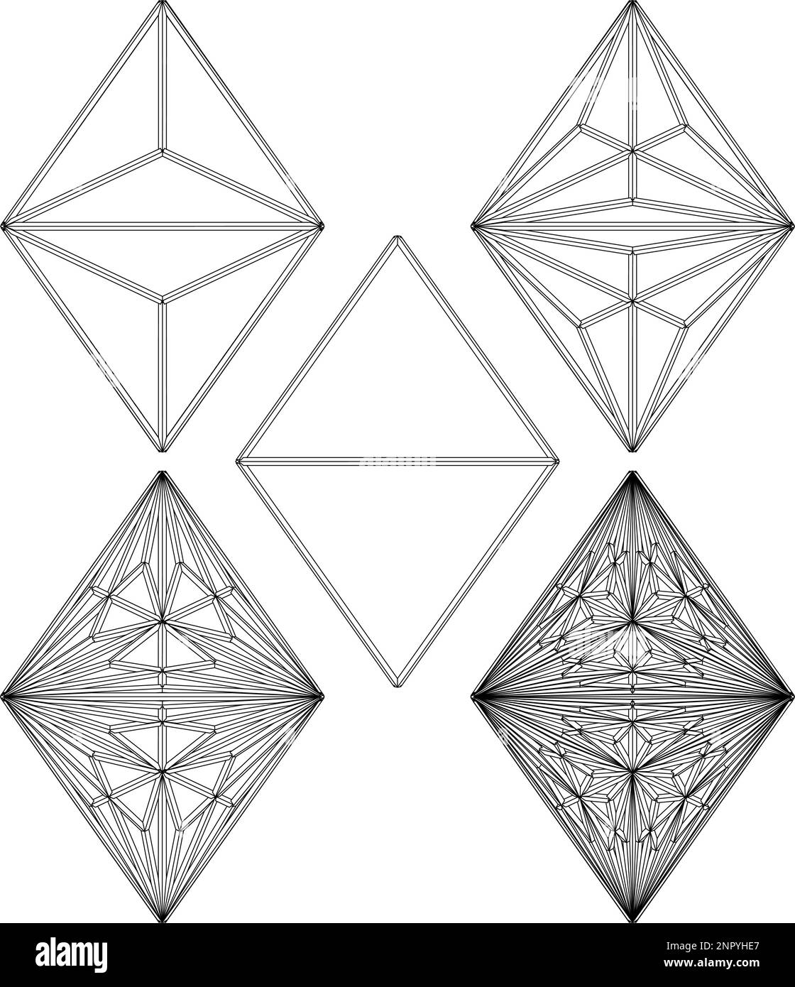 Polyeder Vom Einfachen Zum Komplizierten Formvektor. Abbildung Isoliert Auf Weißem Hintergrund. Eine Vektordarstellung der geometrischen Form. Stock Vektor