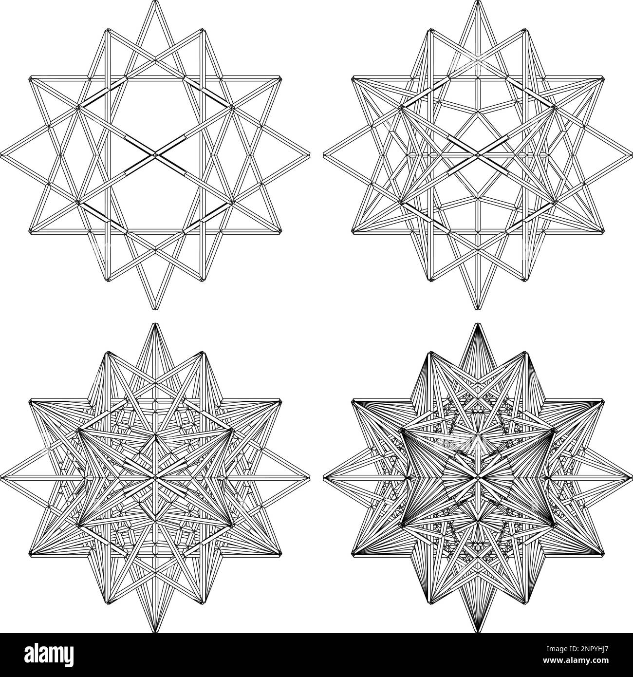 Polyeder Vom Einfachen Zum Komplizierten Formvektor. Abbildung Isoliert Auf Weißem Hintergrund. Eine Vektordarstellung der geometrischen Form. Stock Vektor