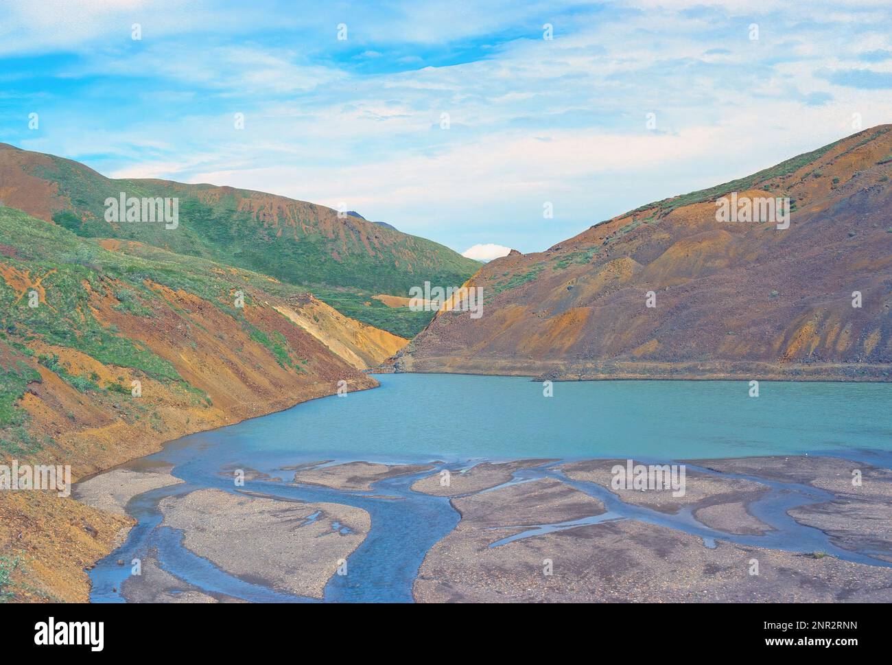 Der Bergh-See, der durch einen Erdrutsch im Denali Naitonal Park in Alaska entstanden ist Stockfoto