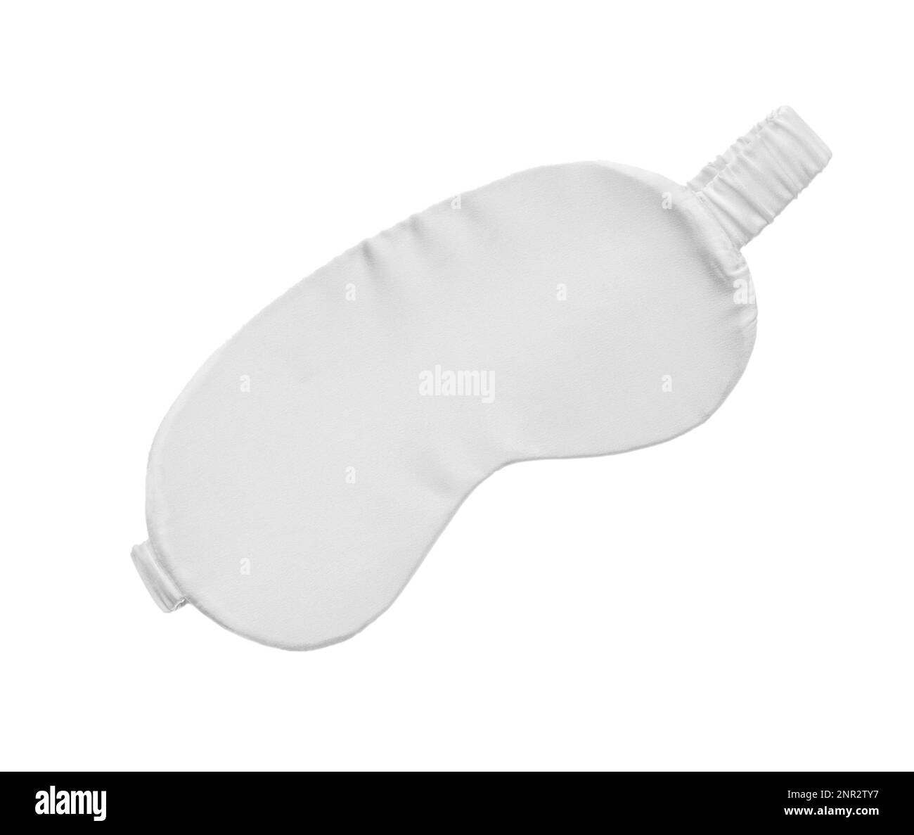 Helle Schlafaugenmaske isoliert auf weiß, Draufsicht Stockfoto