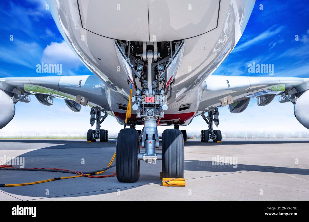 Fahrwerk eines Flugzeugs Stockfoto