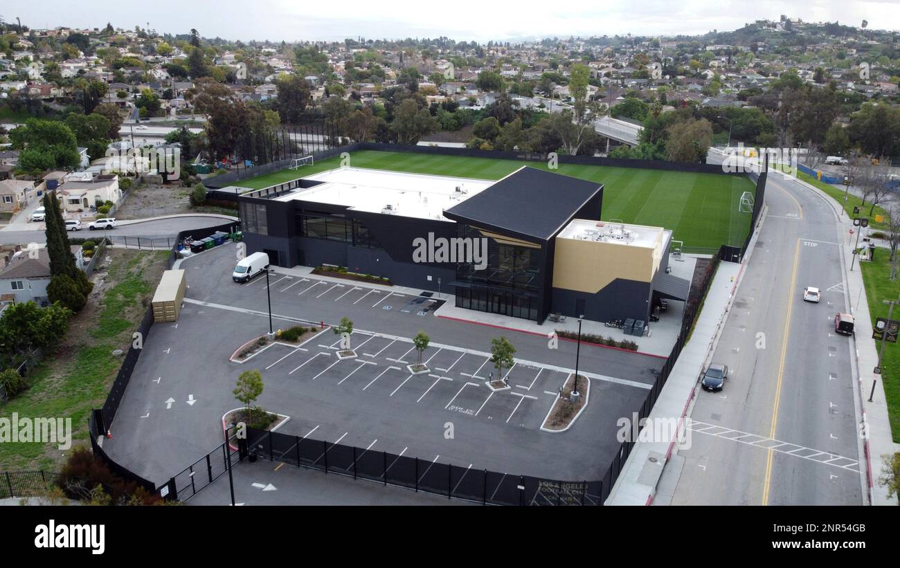 General overall aerial view of the Los Angeles FC Performance Center on
