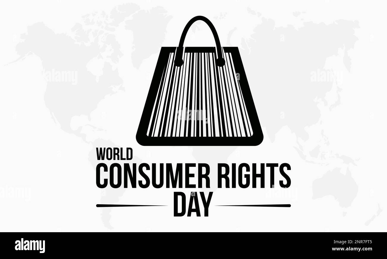 Welttag Der Verbraucherrechte. Am 15. März feierte Globe das Konzept für die Rechte und Bedürfnisse der Verbraucher. Stock Vektor