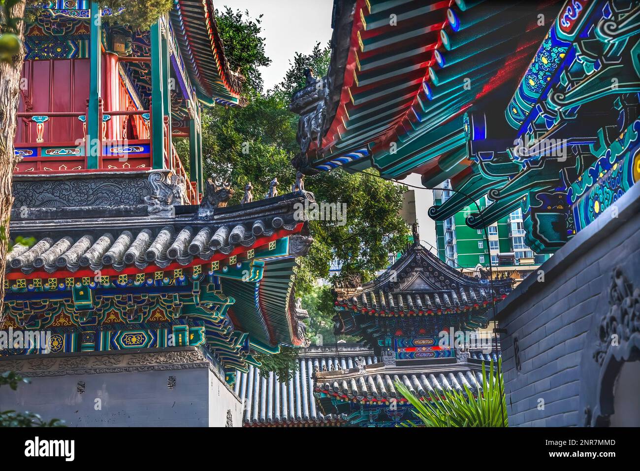 Gebäude im chinesischen Stil Cow Street Niu Jie Moschee Peking China für die berühmte Moschee der Hui-Minderheit in China Stockfoto