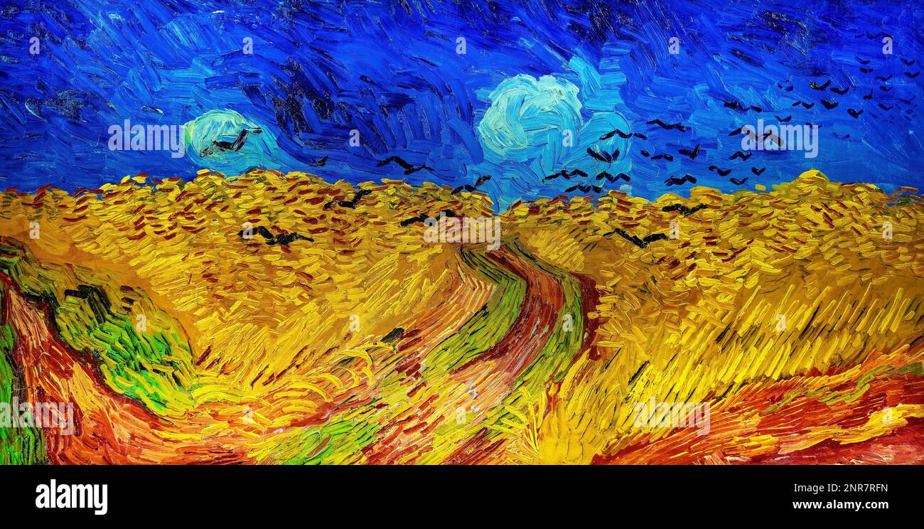 Wheatfield mit Krähen, Vincent Van Gogh. Stockfoto