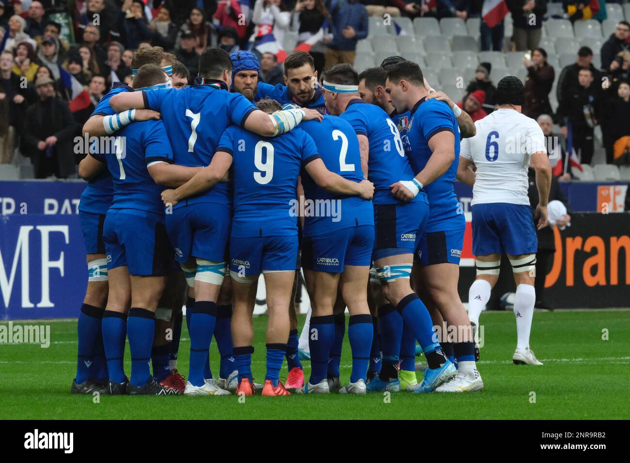 February 9, 2020, Saint Denis, Seine Saint Denis, France: The Italy Team before the Guinness Six Nations Rugby tournament between France and Italy at the Stade de France - St Denis - France..France won 35-22 (Credit Image: © Pierre Stevenin/ZUMA Wire) (Cal Sport Media via AP Images) Stockfoto