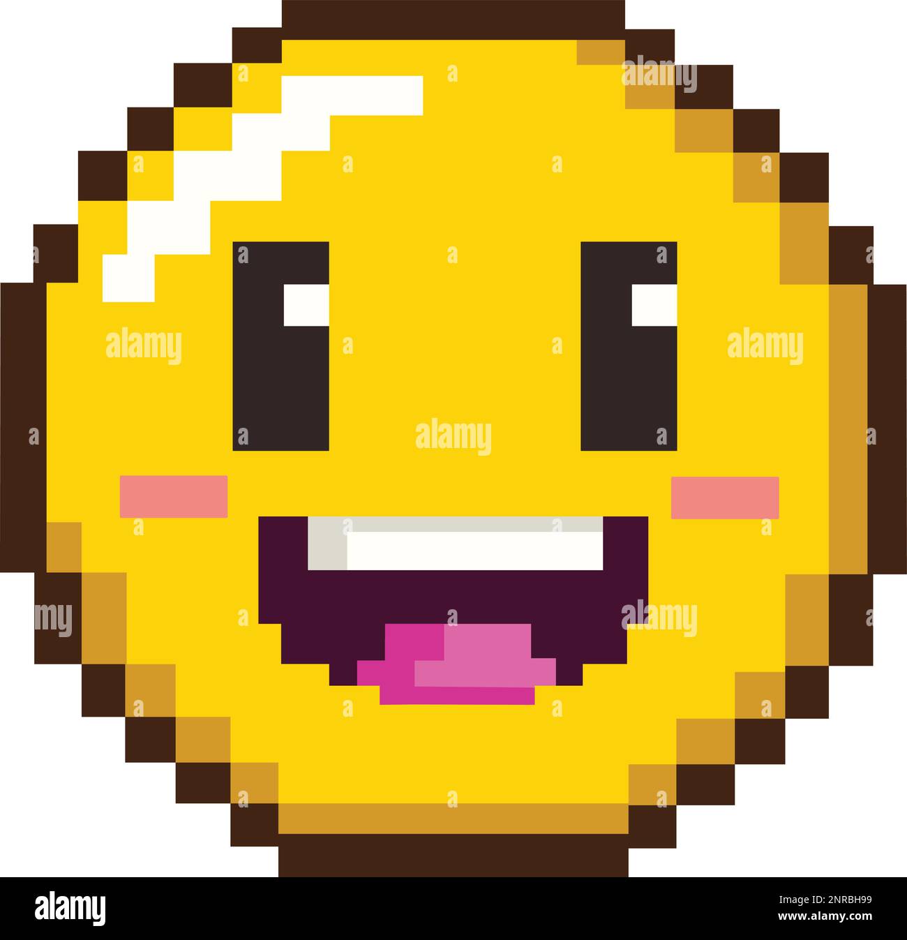 8bit-Pixel-Kunst eines glücklichen Emoji-Emoticons Stock Vektor