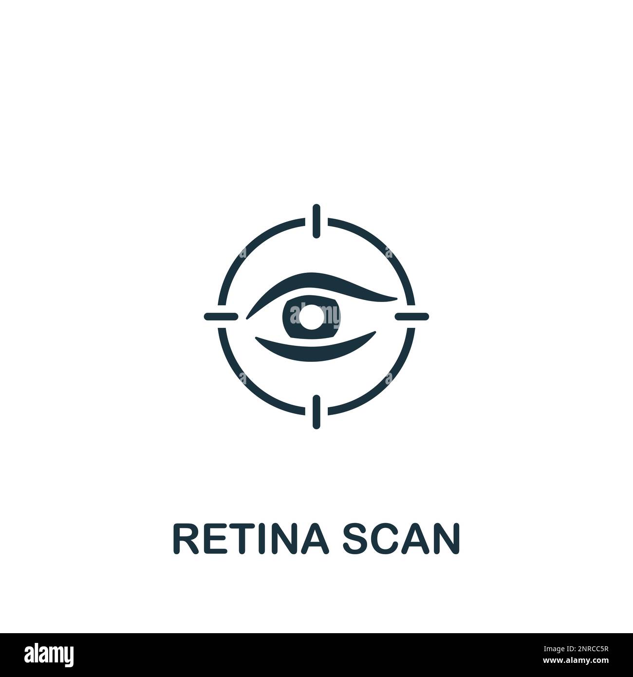 Retina-Scan-Symbol. Monochromes einfaches Schild aus der Sicherheitssammlung. Retina-Scan-Symbol für Logo, Vorlagen, Webdesign und Infografiken. Stock Vektor