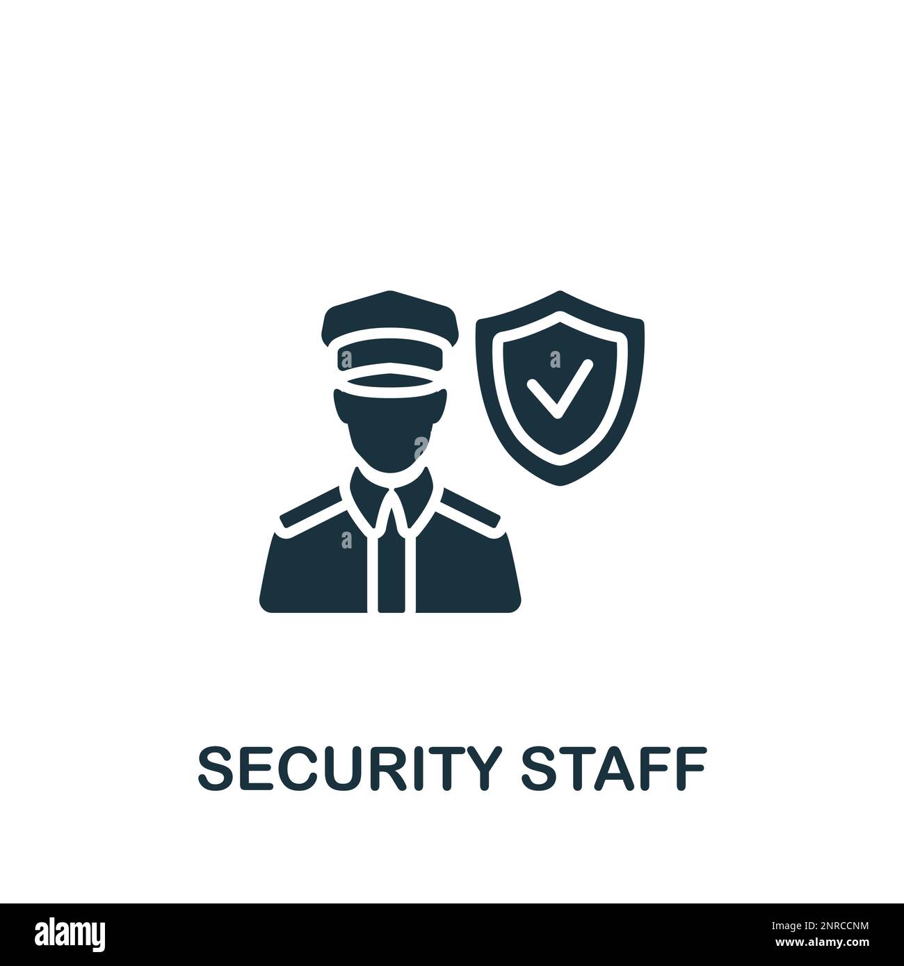 Symbol für Sicherheitspersonal. Monochromes einfaches Schild aus der Sicherheitssammlung. Symbol für Sicherheitspersonal für Logo, Vorlagen, Webdesign und Infografiken. Stock Vektor