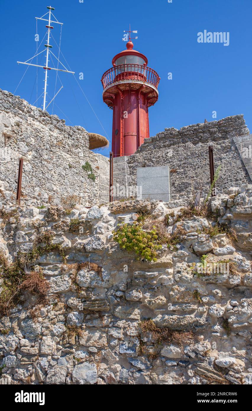 Leuchtturm Santa Catarina Fort, Figueira da Foz, Portugal Stockfoto