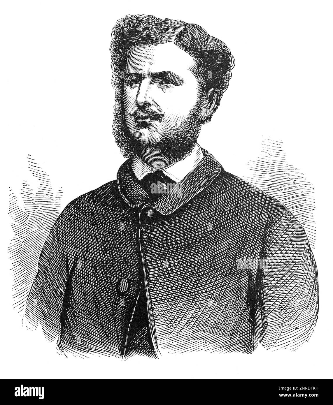 Porträt von Lieutenant Christopher Charles Teesdale (1833-1893), dem ersten in Südafrika geborenen Empfänger des Victoria Cross für seine Handlungen während der Schlacht von Kars in der Türkei im Jahr 1855 während des Krim-Krieges, danach wurde er von den Russen bewirtet. Er wurde nach dem Pariser Vertrag von 1856 freigelassen und erhielt die Legion D'Honneur. Schwarzweiß-Illustration Stockfoto