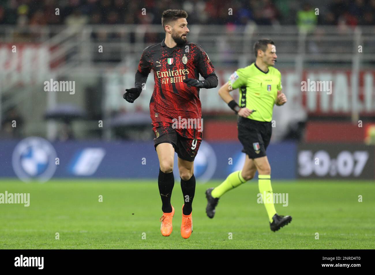 Mailand, Italien. 26. Februar 2023. Olivier Giroud #9 in der Serie Ein Spiel zwischen AC Milan und Atalanta Bergamo im Stadio Giuseppe Meazza am 26. 2023. Februar in Mailand, Italien Kredit: Mickael Chavet/Alamy Live News Stockfoto