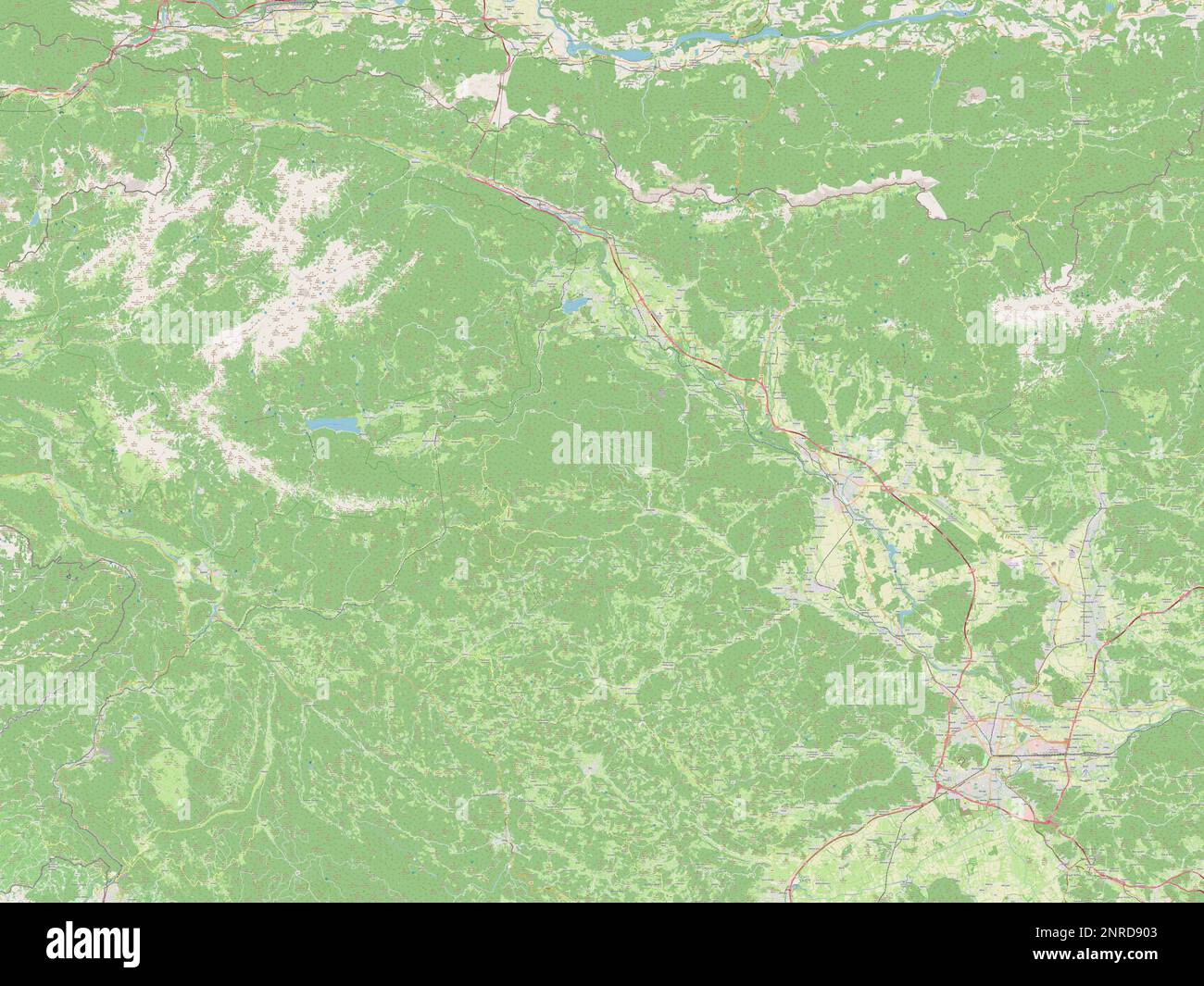 Gorenjska, statistische Region Sloweniens. Straßenkarte Öffnen Stockfoto